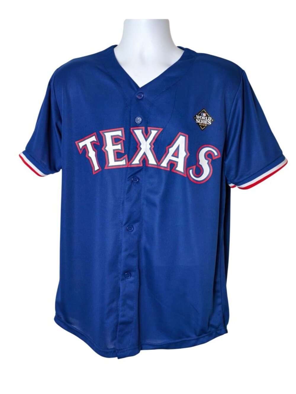 Texas Rangers Jung #6 MLB 2023 World Series Jersey M Blue Button-Up Baseball